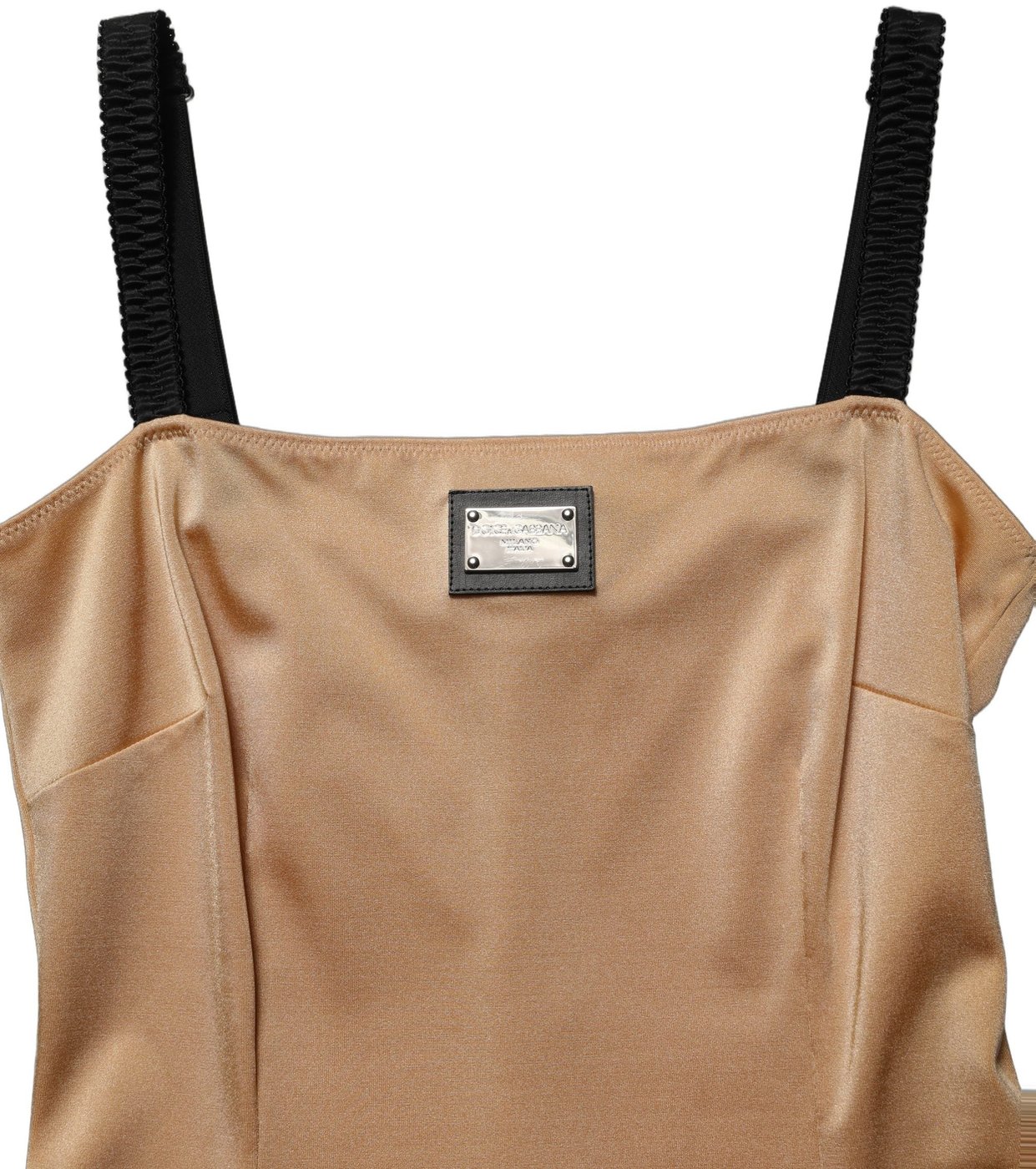 Dolce & Gabbana Brown Nylon Blend Cady Sleeveless Mini Dress