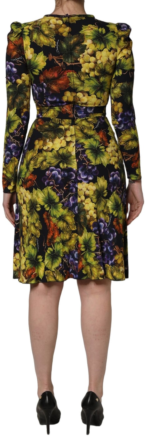 Dolce & Gabbana Multicolor Grape Print LongSleeve Midi Dress