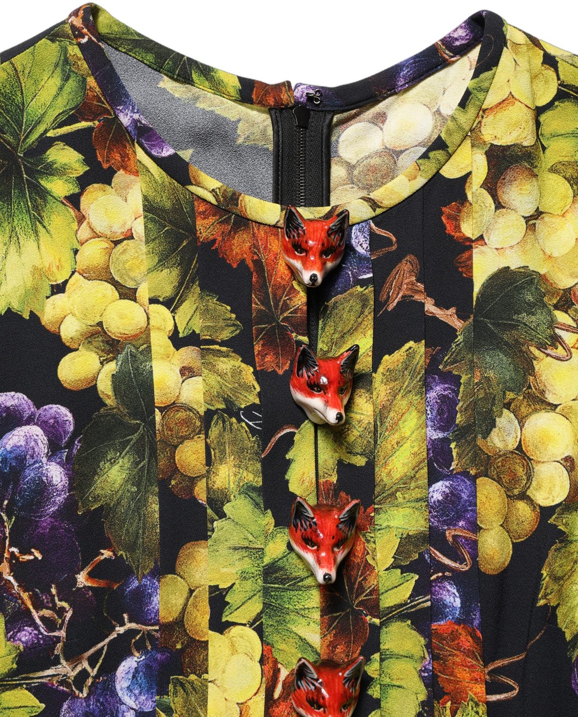 Dolce & Gabbana Multicolor Grape Print LongSleeve Midi Dress