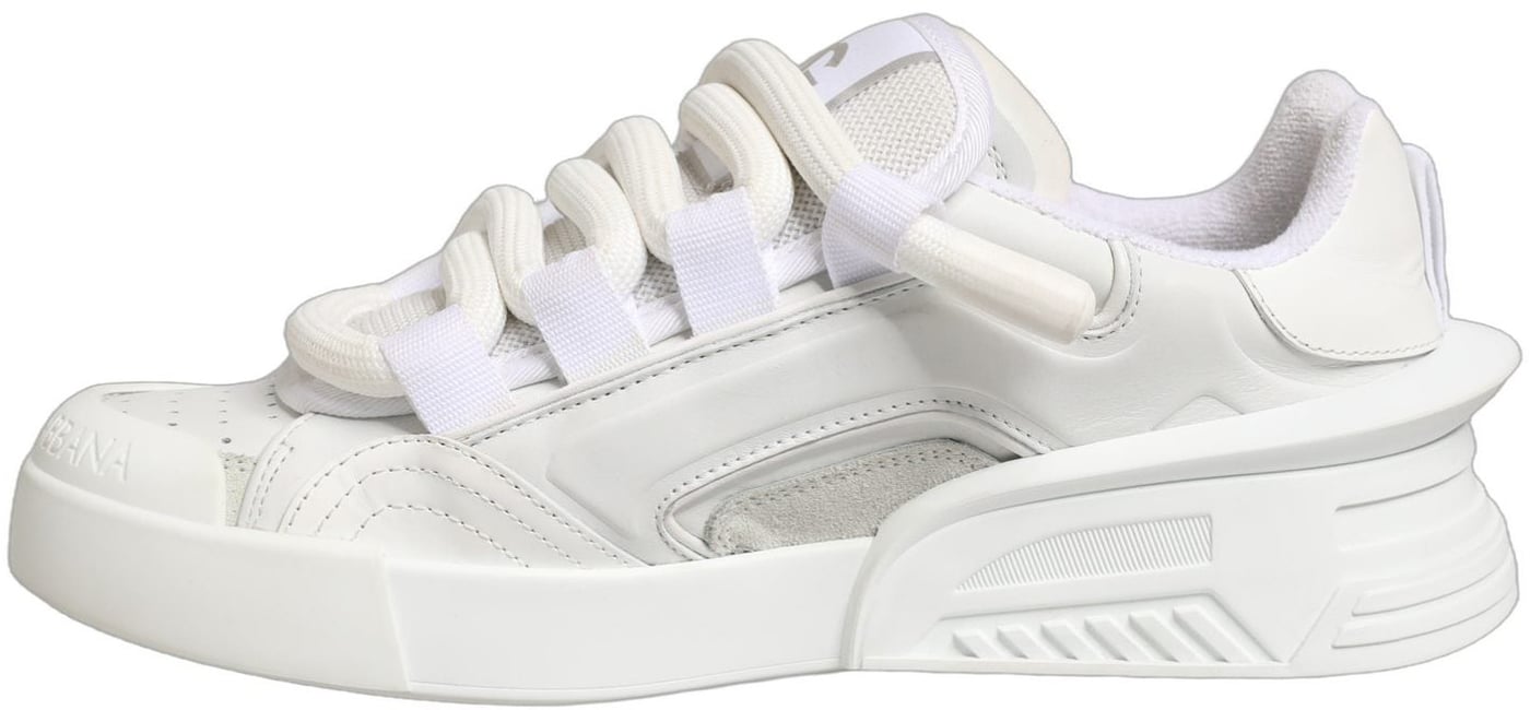 Dolce & Gabbana White Calfskin Leather Low Top Sneakers Shoes