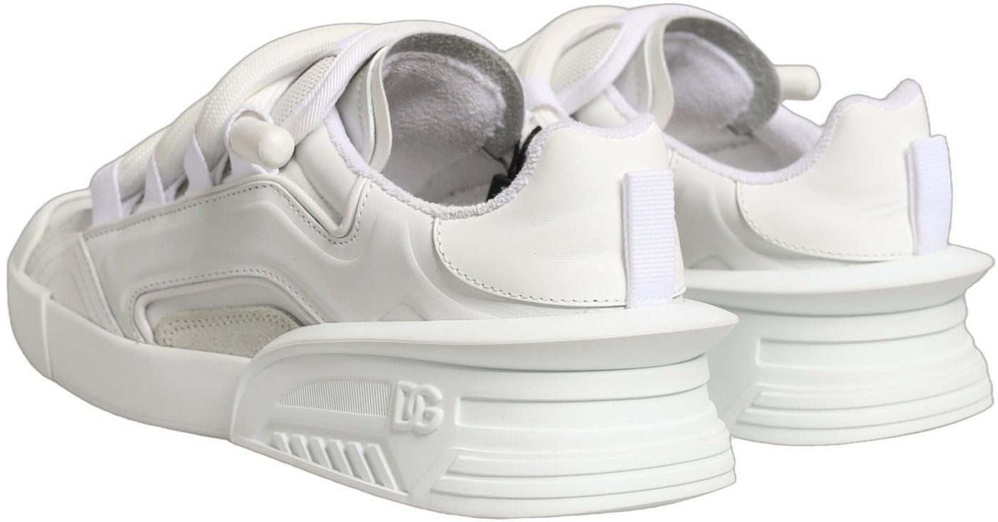 Dolce & Gabbana White Calfskin Leather Low Top Sneakers Shoes