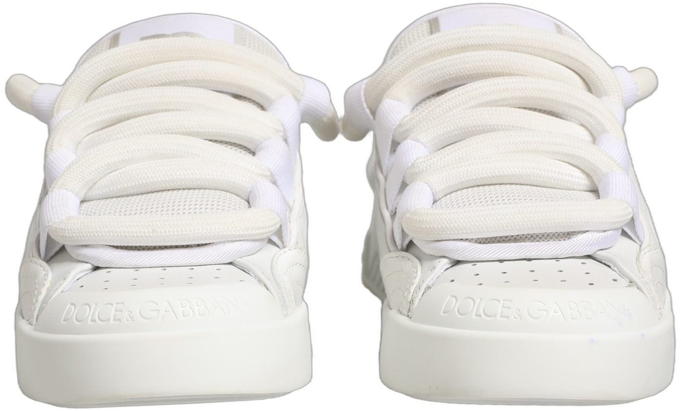 Dolce & Gabbana White Calfskin Leather Low Top Sneakers Shoes
