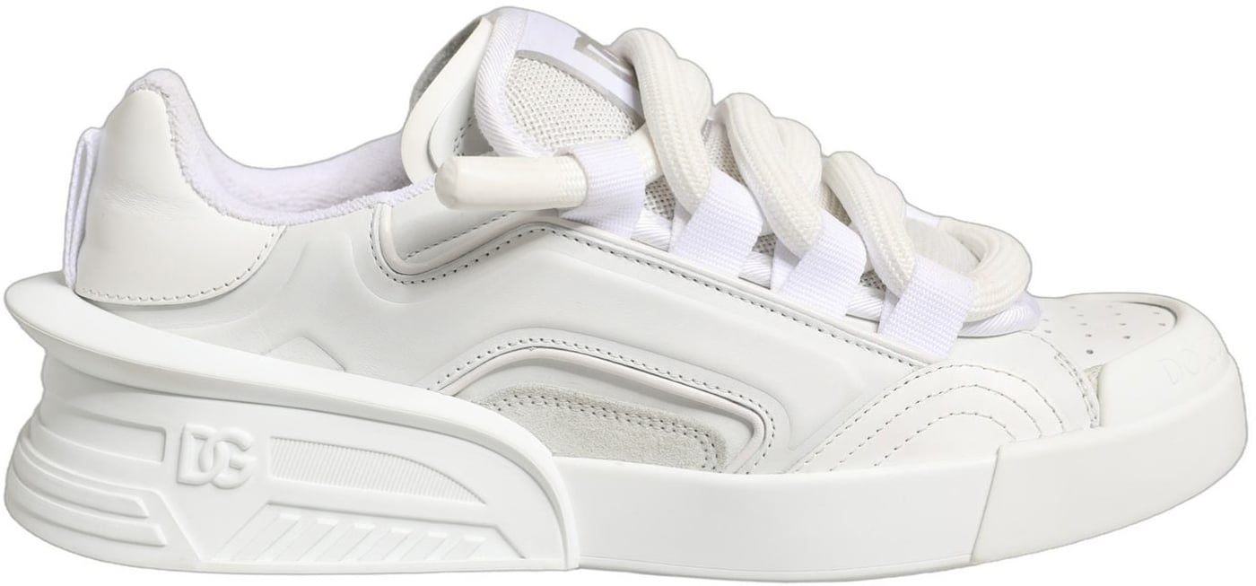 Dolce & Gabbana White Calfskin Leather Low Top Sneakers Shoes