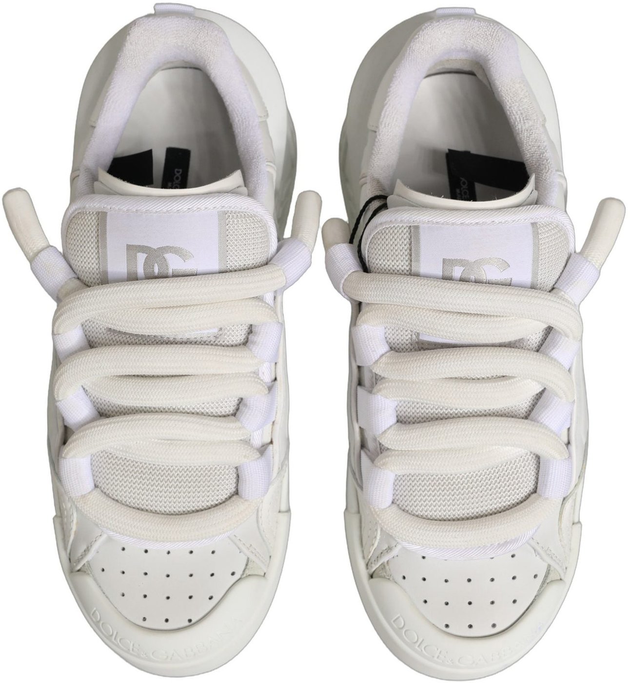 Dolce & Gabbana White Calfskin Leather Low Top Sneakers Shoes