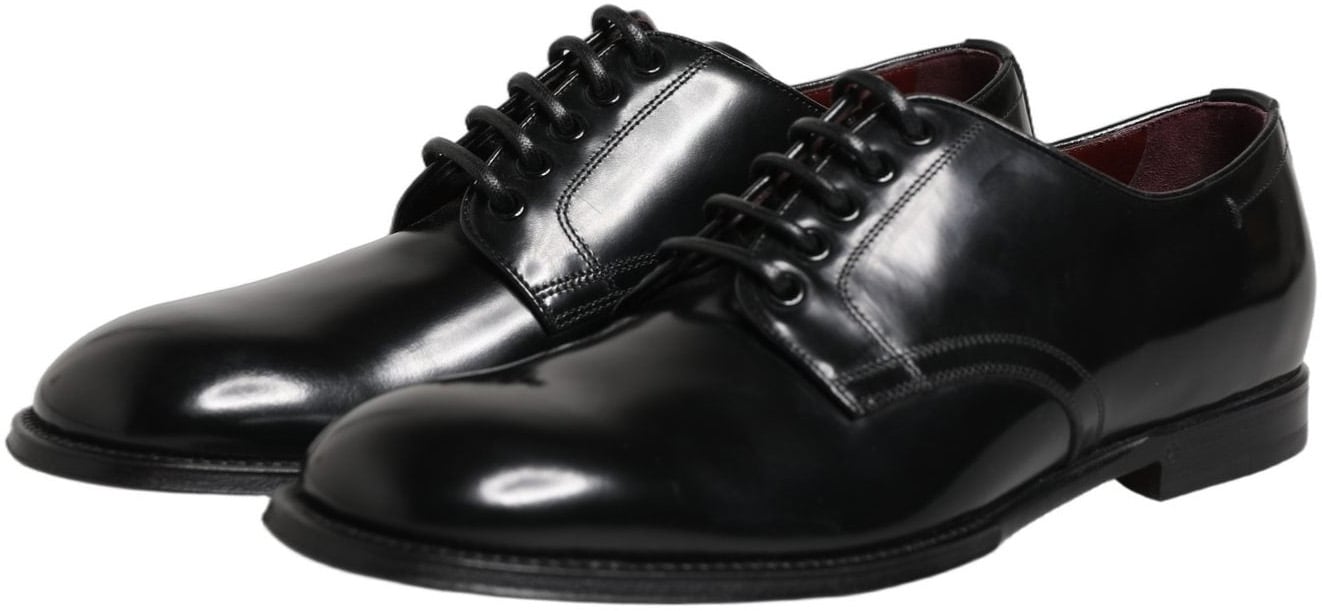 Dolce & Gabbana Black Calfskin Leather Derby Men Dress Shoes