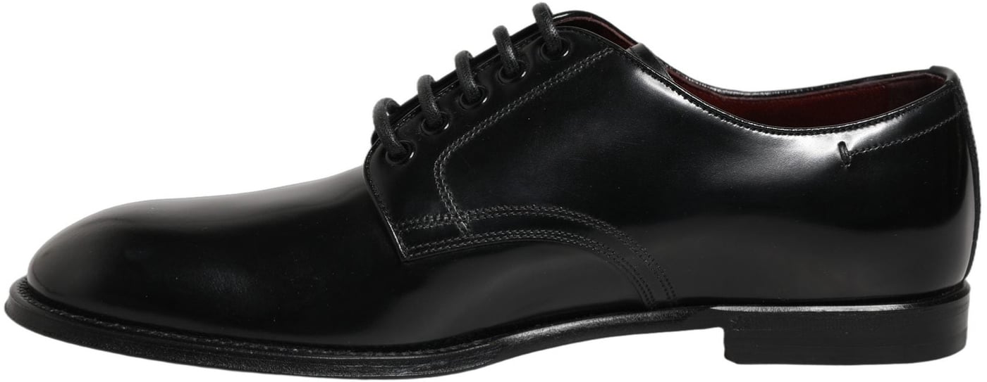 Dolce & Gabbana Black Calfskin Leather Derby Men Dress Shoes
