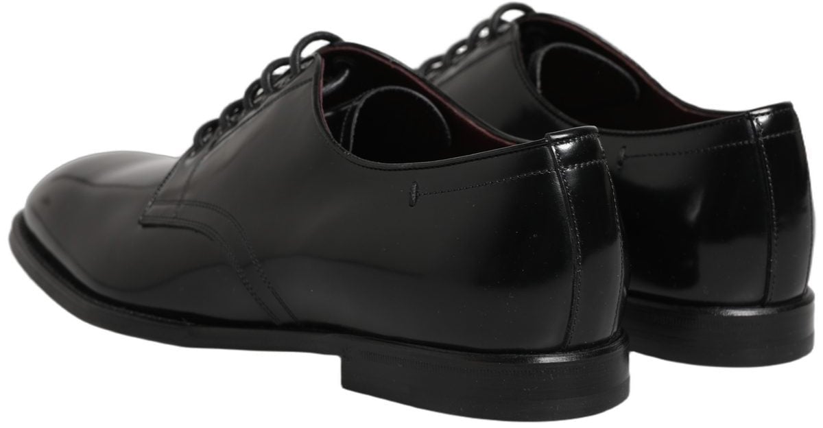 Dolce & Gabbana Black Calfskin Leather Derby Men Dress Shoes