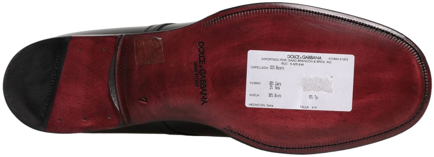 Dolce & Gabbana Black Calfskin Leather Derby Men Dress Shoes