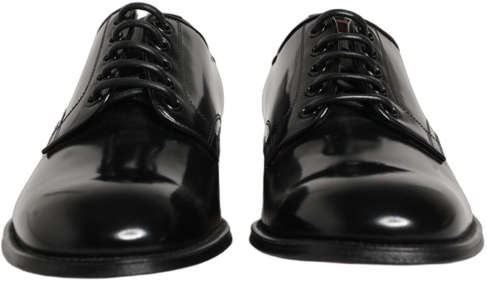 Dolce & Gabbana Black Calfskin Leather Derby Men Dress Shoes