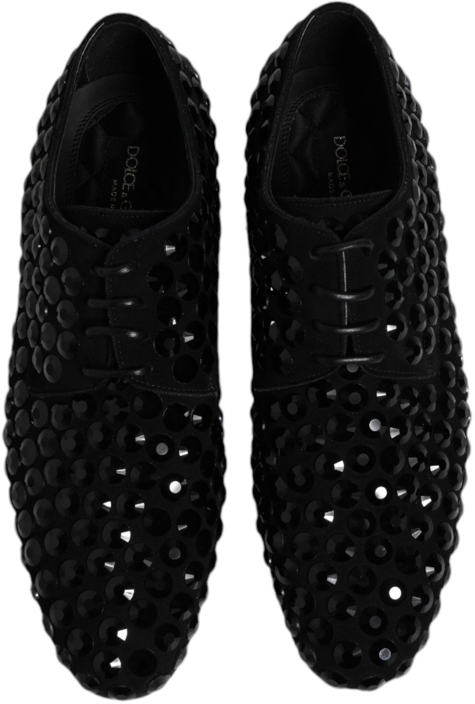 Dolce & Gabbana Black Suede Strass Derby Formal Shoes