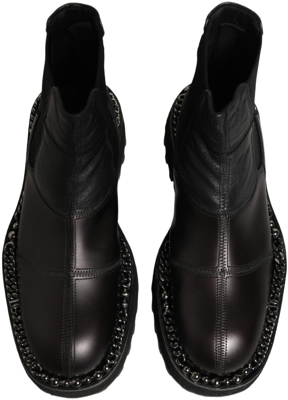Dolce & Gabbana Black Leather Slip On Chelsea Boots Shoes