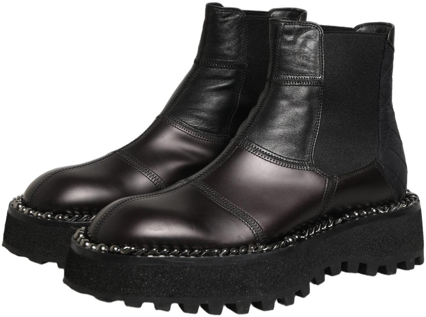 Dolce & Gabbana Black Leather Slip On Chelsea Boots Shoes