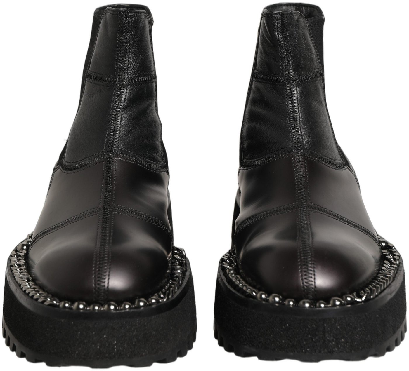 Dolce & Gabbana Black Leather Slip On Chelsea Boots Shoes