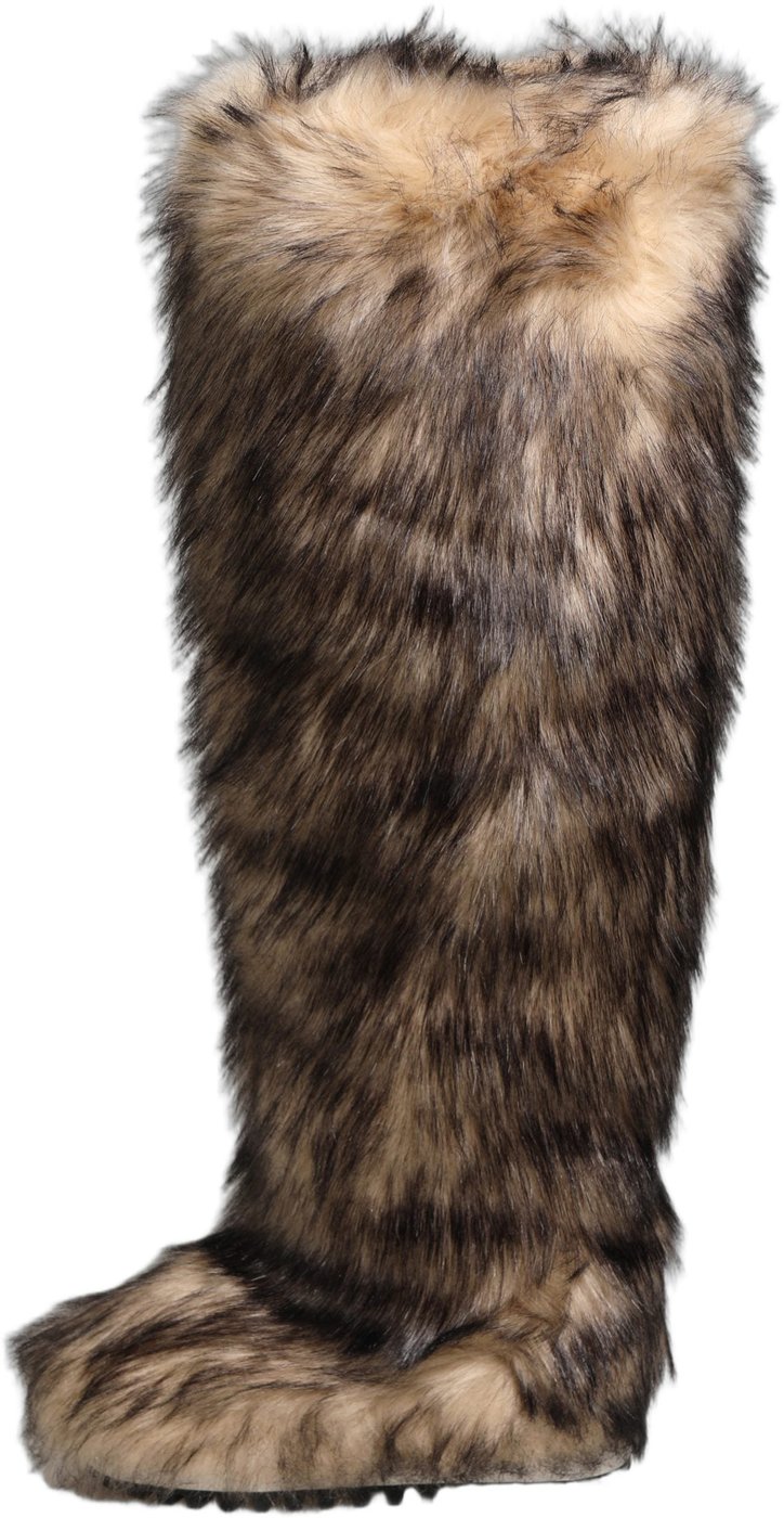 Dolce & Gabbana Brown Faux Skim Ski Fur Knee High Boots Shoes