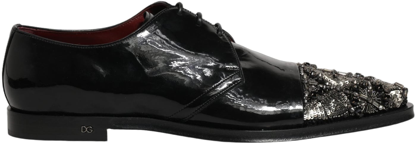 Dolce & Gabbana Black Embellished Derby Dress Formal Shoes