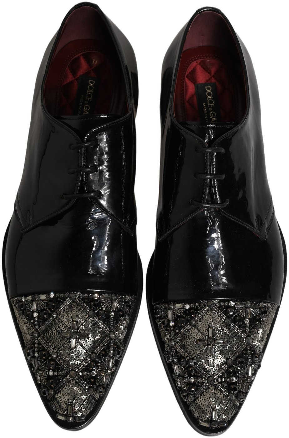 Dolce & Gabbana Black Embellished Derby Dress Formal Shoes