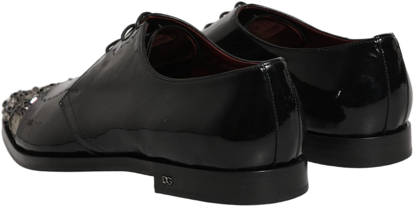 Dolce & Gabbana Black Embellished Derby Dress Formal Shoes