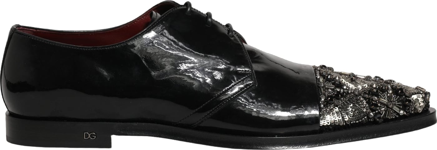 Dolce & Gabbana Black Embellished Derby Dress Formal Shoes
