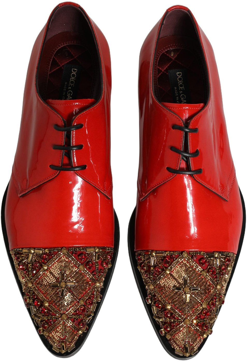 Dolce & Gabbana Red Embellished Men Derby Dress Formal Shoes