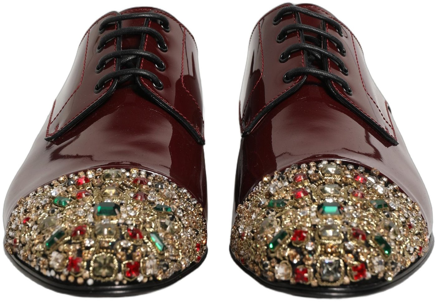 Dolce & Gabbana Maroon Embellished Derby Dress Formal Shoes