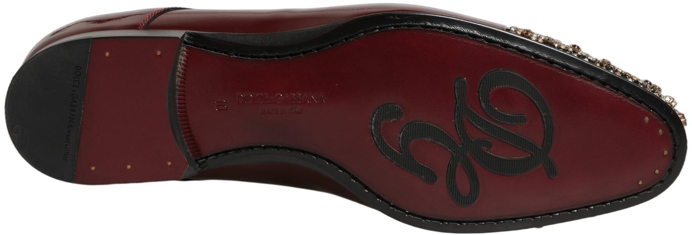 Dolce & Gabbana Maroon Embellished Derby Dress Formal Shoes
