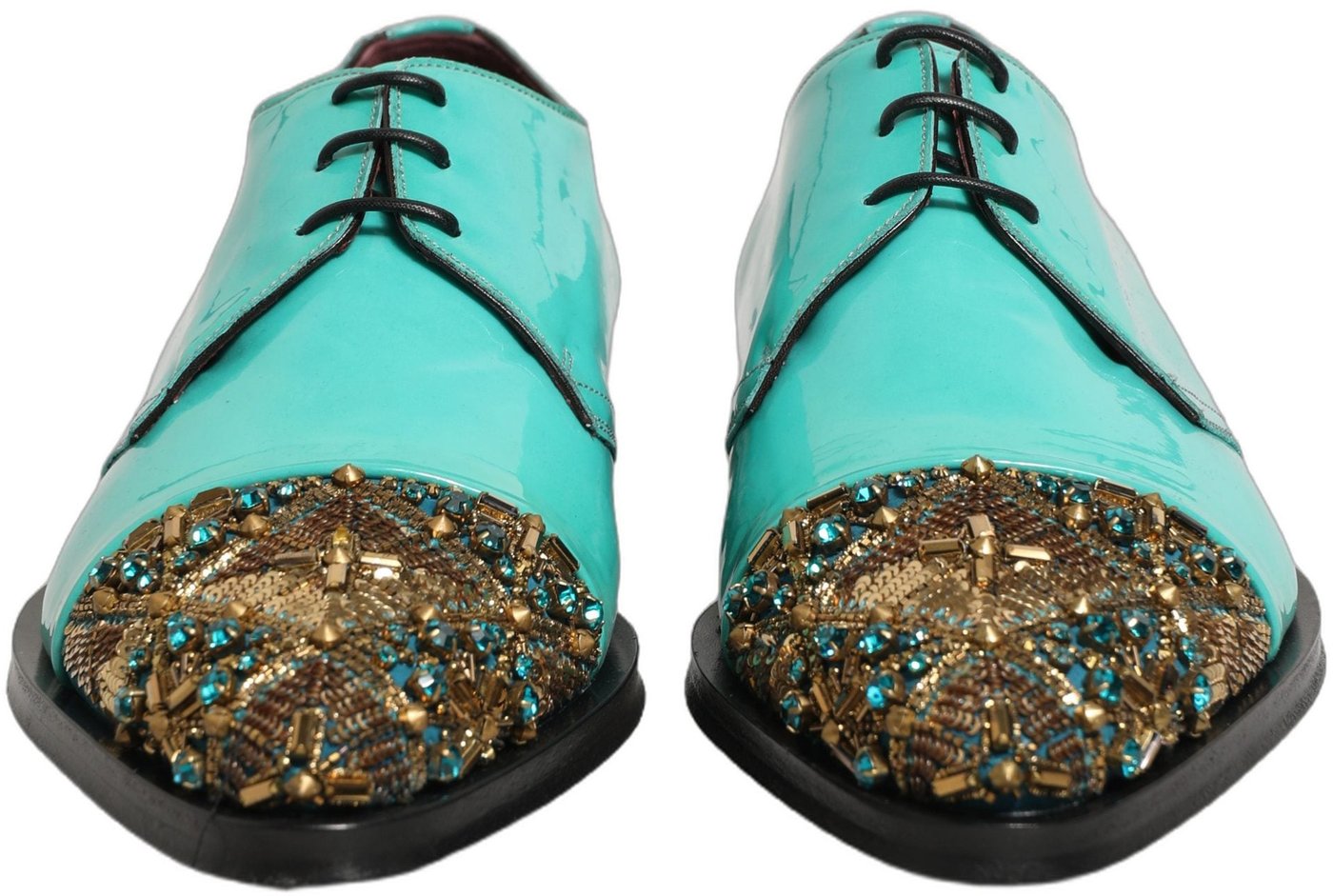 Dolce & Gabbana Aqua Blue Embellished Derby Dress Formal Shoes