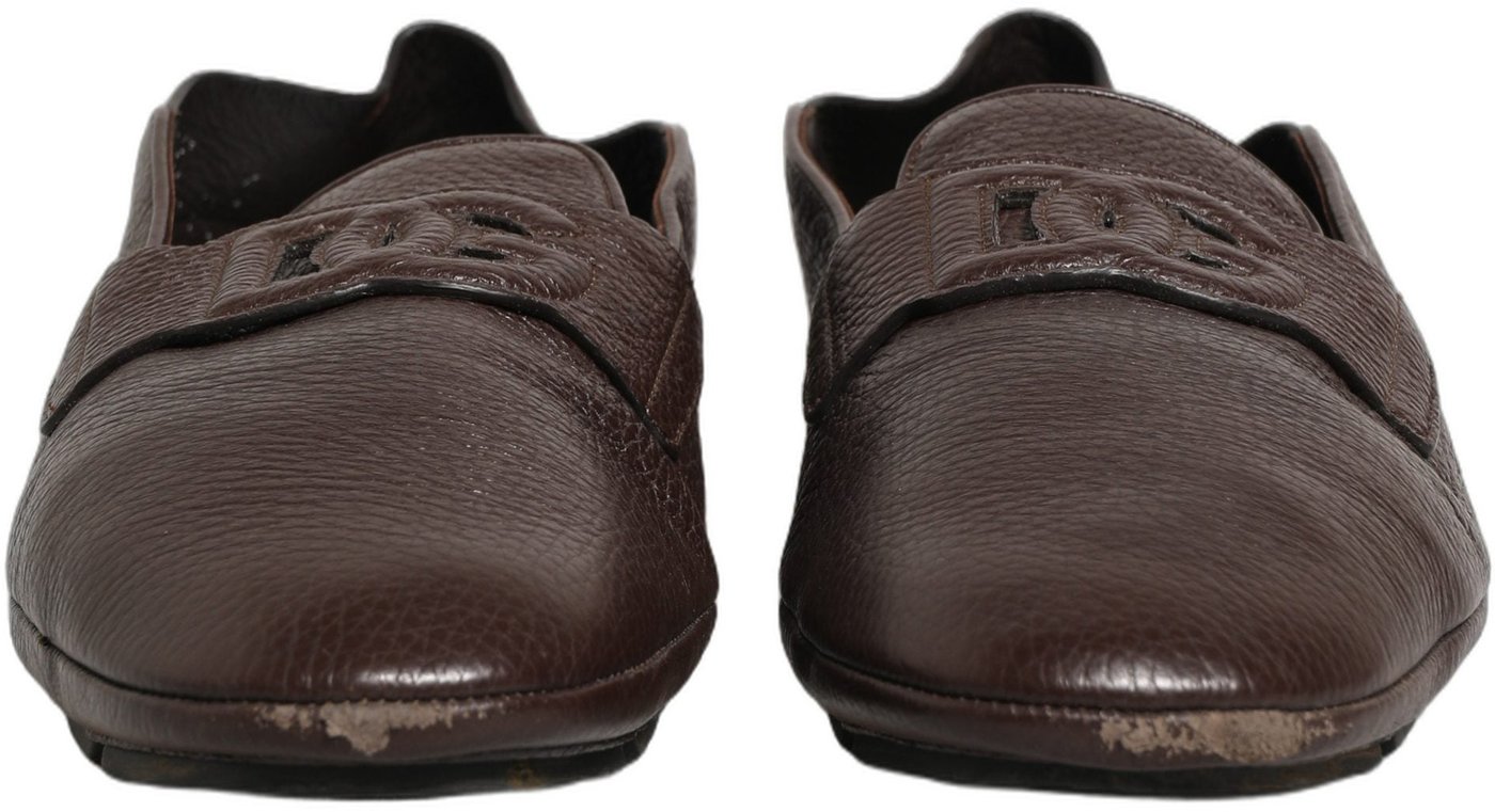 Dolce & Gabbana Brown Deerskin Leather Driver Loafers Shoes