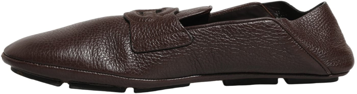 Dolce & Gabbana Brown Deerskin Leather Driver Loafers Shoes