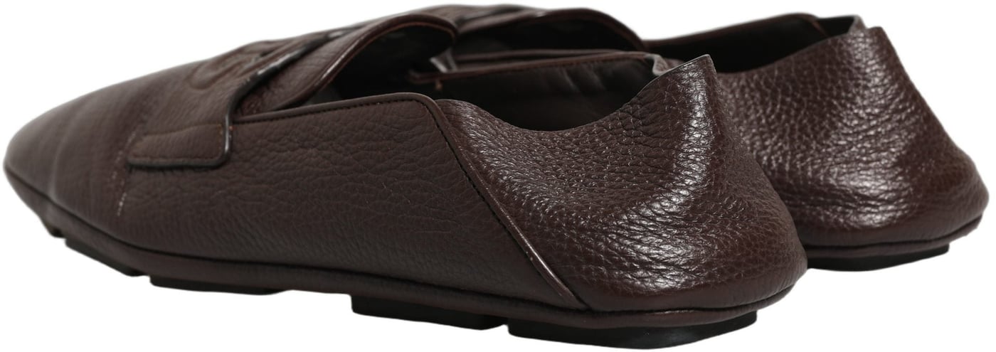 Dolce & Gabbana Brown Deerskin Leather Driver Loafers Shoes