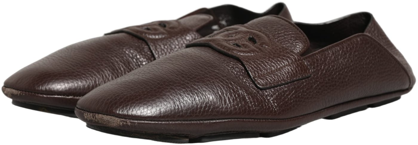 Dolce & Gabbana Brown Deerskin Leather Driver Loafers Shoes