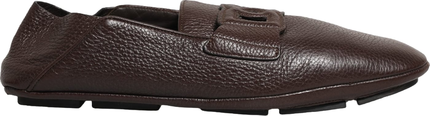 Dolce & Gabbana Brown Deerskin Leather Driver Loafers Shoes