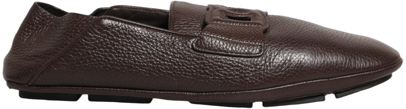 Dolce & Gabbana Brown Deerskin Leather Driver Loafers Shoes
