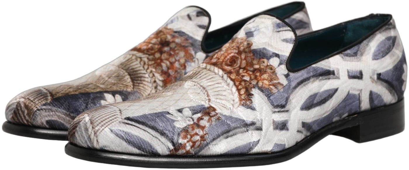 Dolce & Gabbana Multicolor Floral Tapestry Embroidery Loafer Shoes