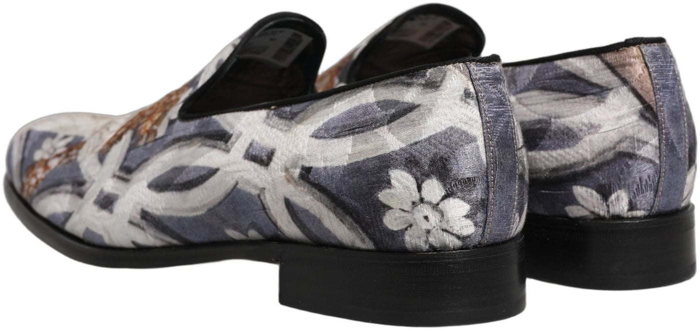 Dolce & Gabbana Multicolor Floral Tapestry Embroidery Loafer Shoes
