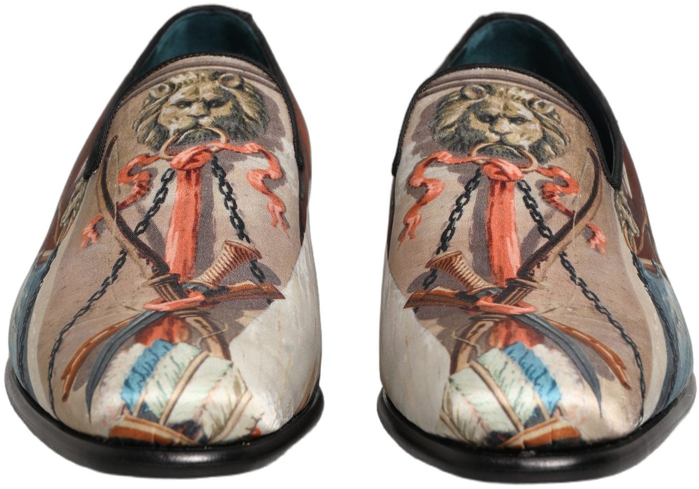 Dolce & Gabbana Multicolor Lion Print Slip On Loafers Shoes
