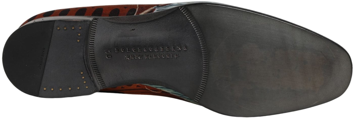 Dolce & Gabbana Multicolor Lion Print Slip On Loafers Shoes