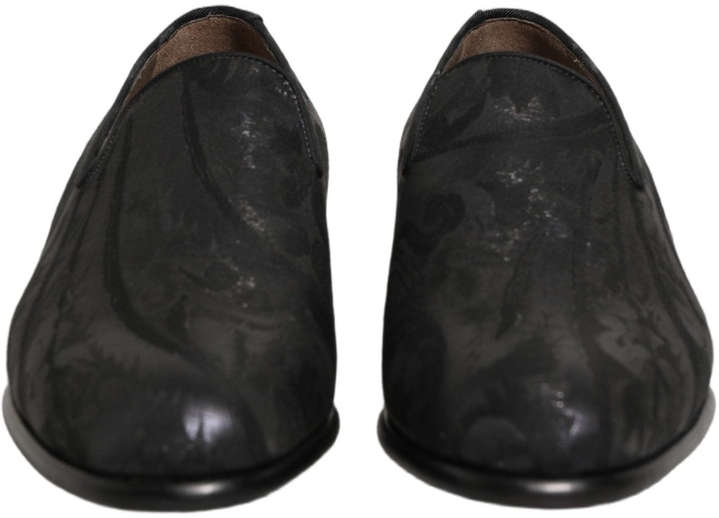 Dolce & Gabbana Black Brocade Men Slip On Dress Loafers Shoes