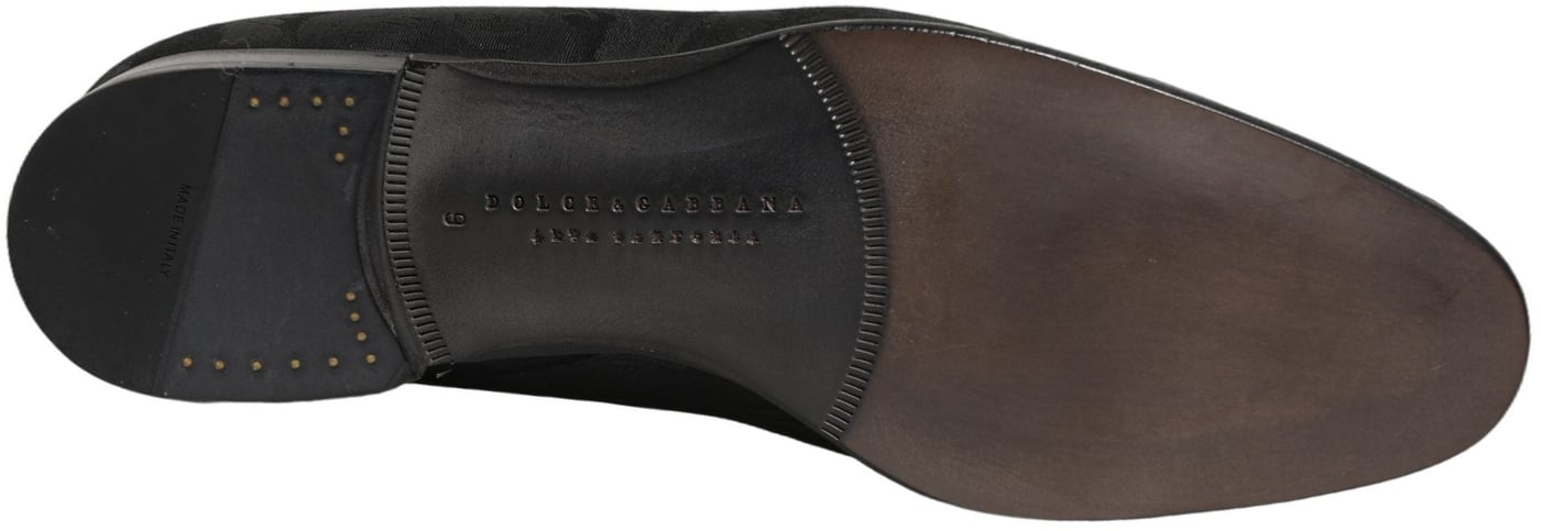 Dolce & Gabbana Black Brocade Men Slip On Dress Loafers Shoes