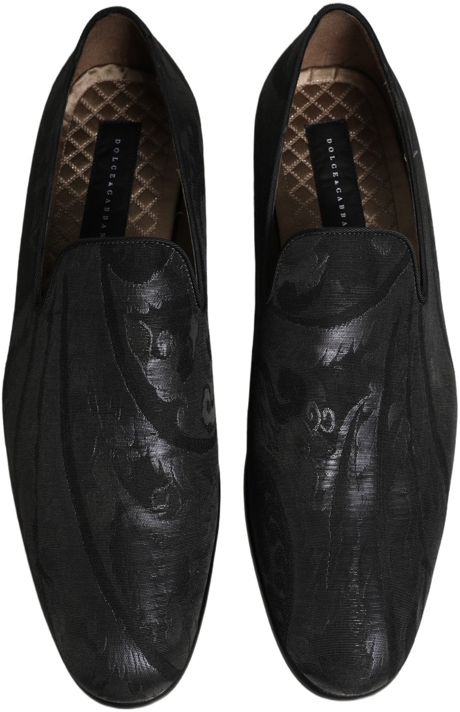 Dolce & Gabbana Black Brocade Men Slip On Dress Loafers Shoes
