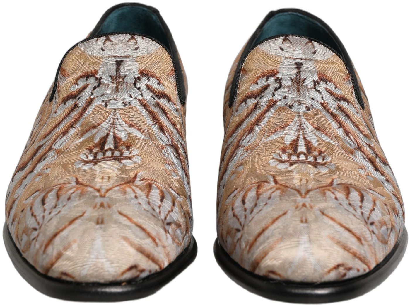 Dolce & Gabbana Beige Brocade Men Slip On Dress Loafers Shoes