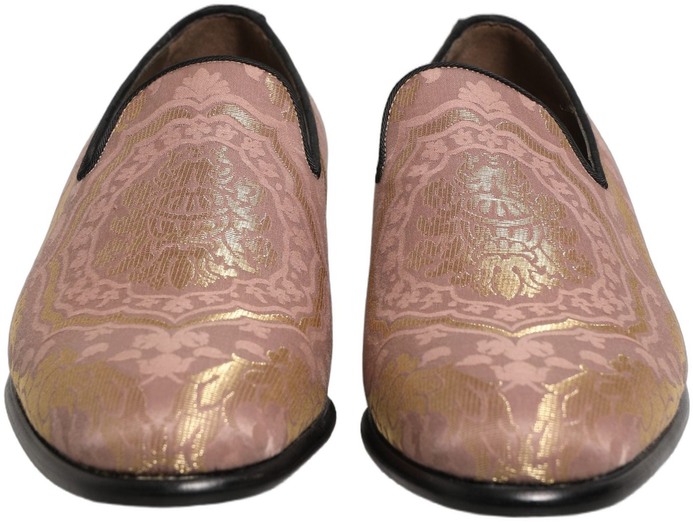 Dolce & Gabbana Pink Brocade Men Slip On Dress Loafers Shoes