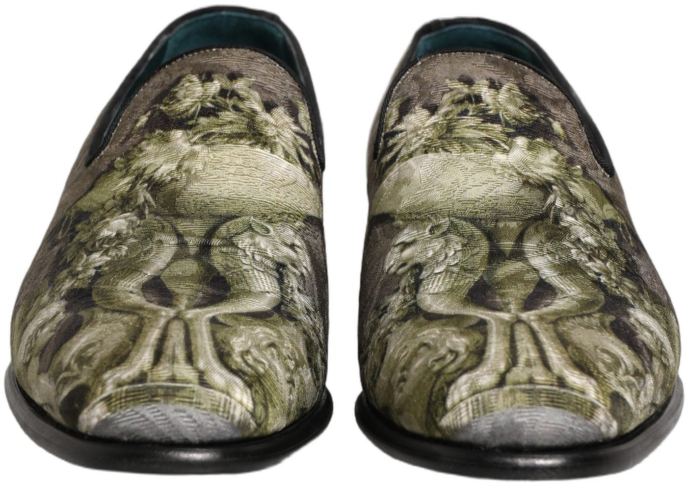 Dolce & Gabbana Brown Baroque Print Slip On Loafers Shoes