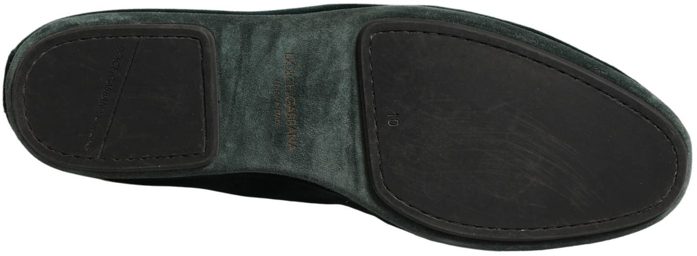 Dolce & Gabbana Green Velvet Slip On Men Flats Loafers Shoes