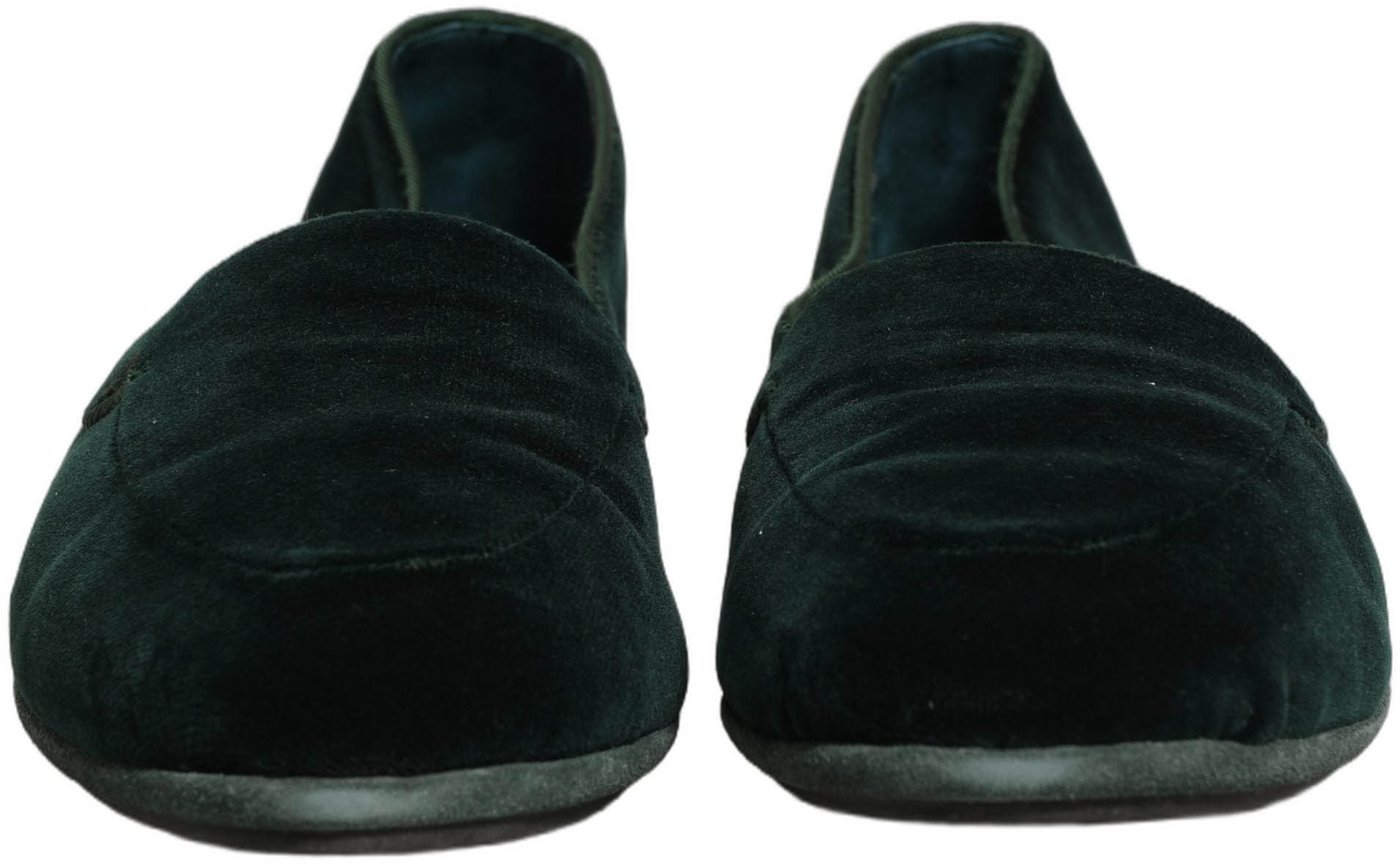 Dolce & Gabbana Green Velvet Slip On Men Flats Loafers Shoes