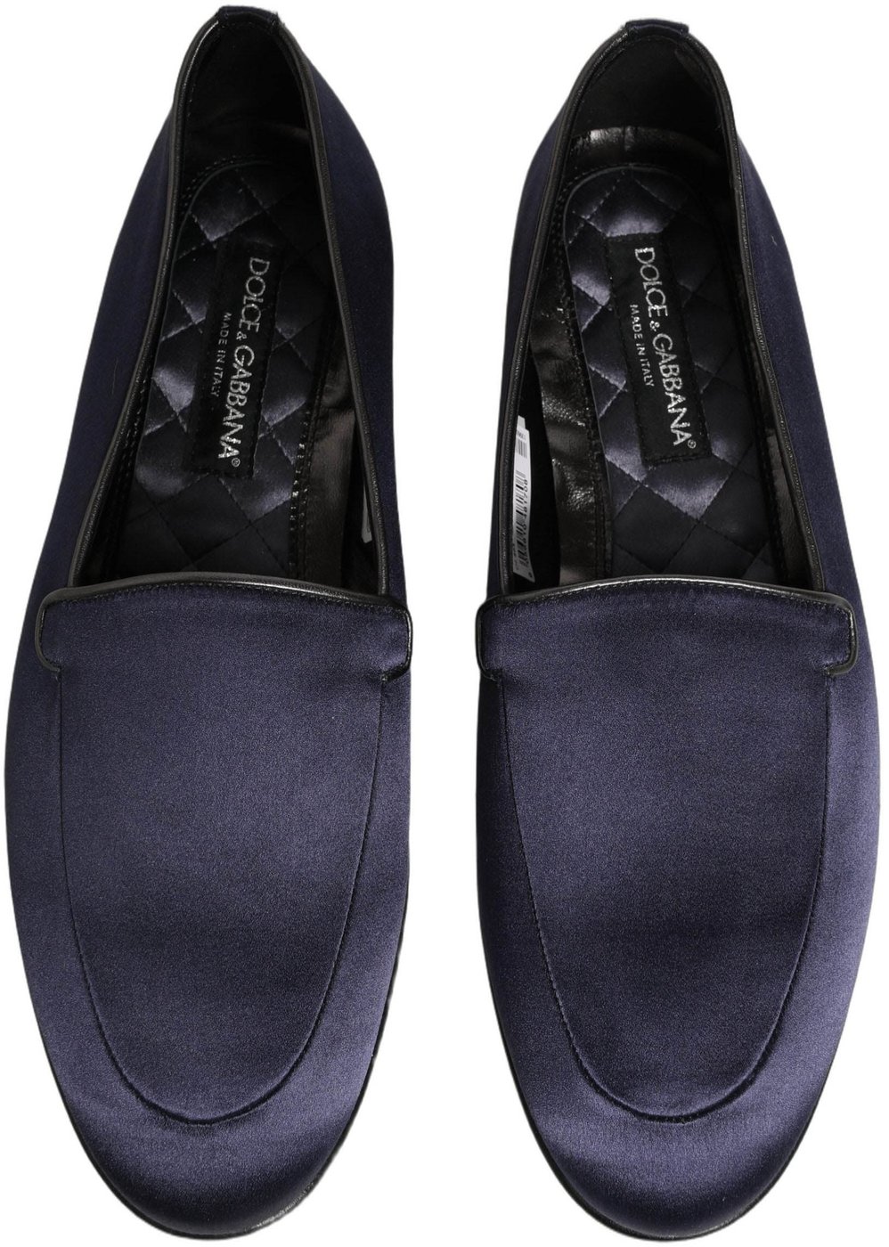 Dolce & Gabbana Blue Satin Logo Slip On Flats Loafers Shoes