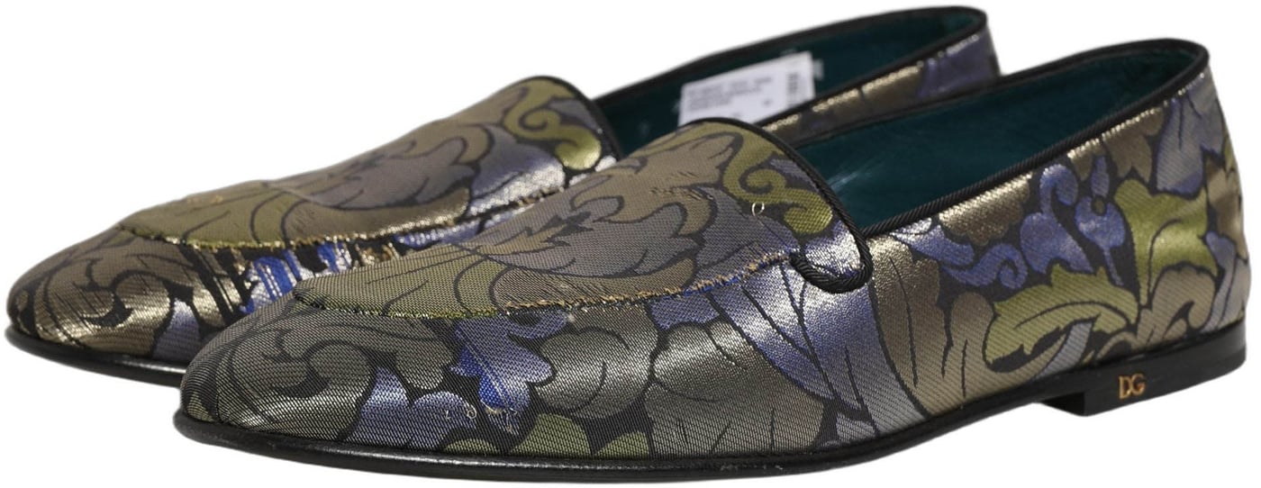 Dolce & Gabbana Multicolor Floral Jacquard Men Loafers Shoes