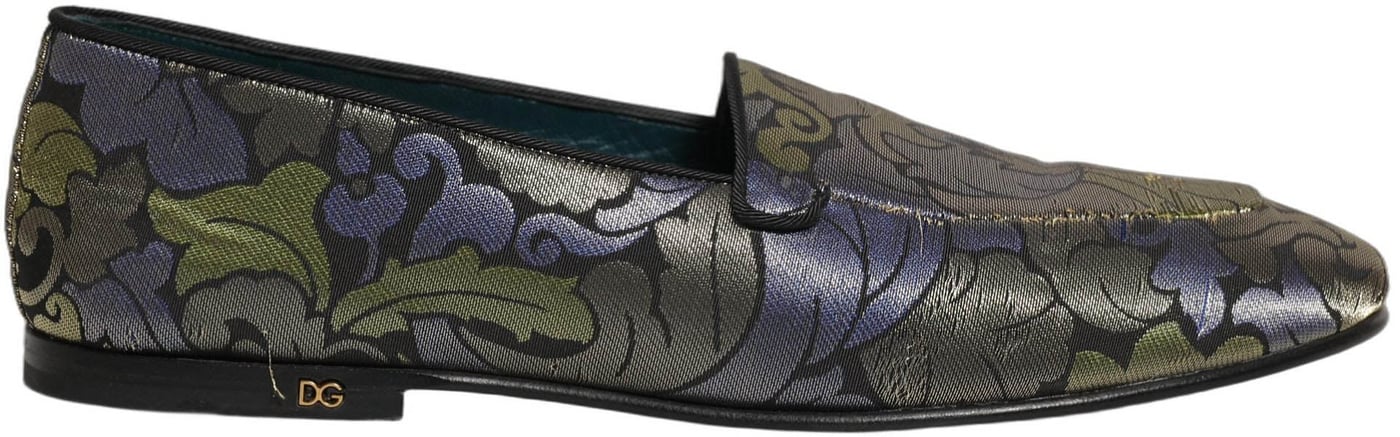 Dolce & Gabbana Multicolor Floral Jacquard Men Loafers Shoes