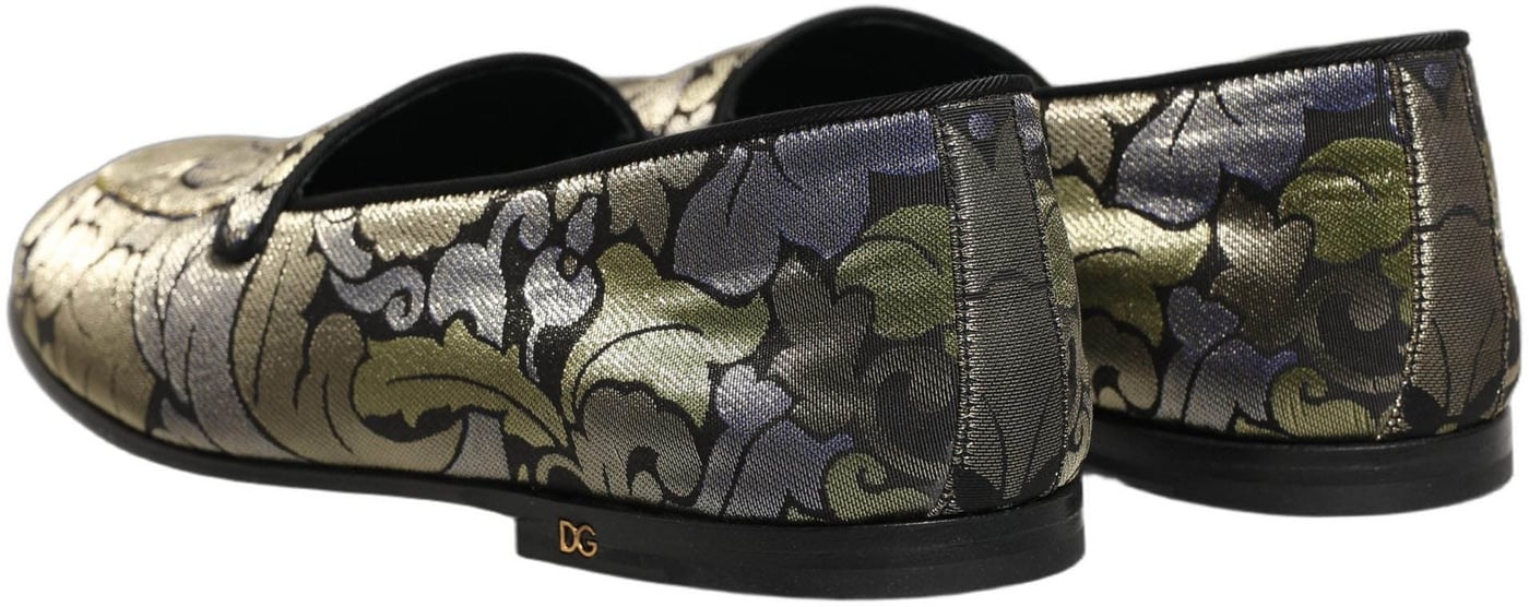 Dolce & Gabbana Multicolor Floral Jacquard Men Loafers Shoes