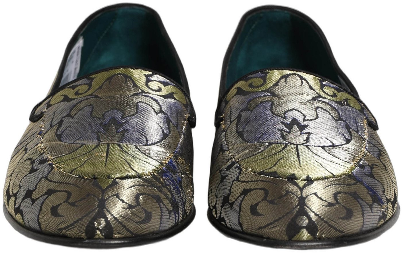 Dolce & Gabbana Multicolor Floral Jacquard Men Loafers Shoes