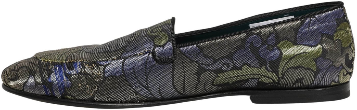 Dolce & Gabbana Multicolor Floral Jacquard Men Loafers Shoes
